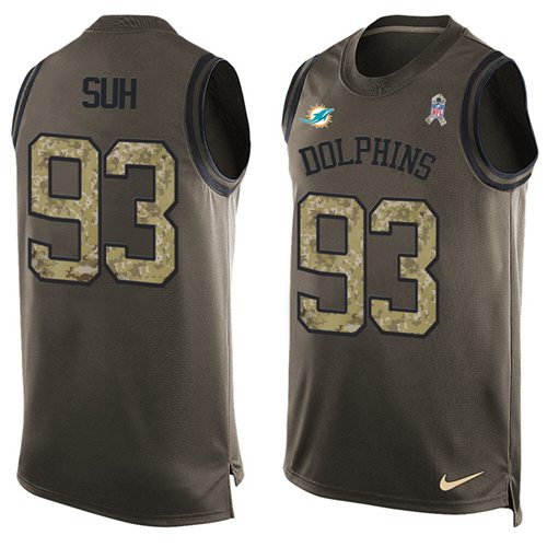 Nike Dolphins #93 Ndamukong Suh Green Men's Stitched NFL Limited Salute To Service Tank Top Jersey - Click Image to Close